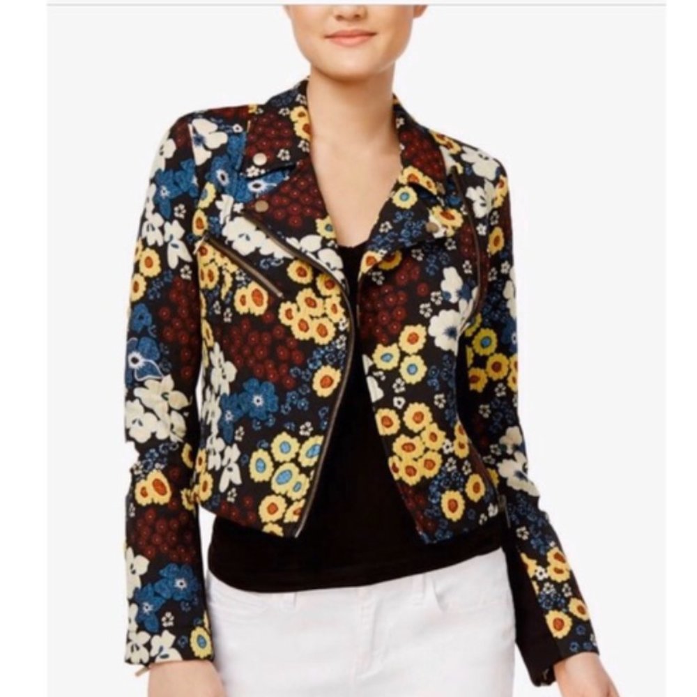 RACHEL Rachel ROY Floral Moto Jacket